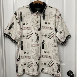Thrifted Vintage Golf Polo All Over Print Large